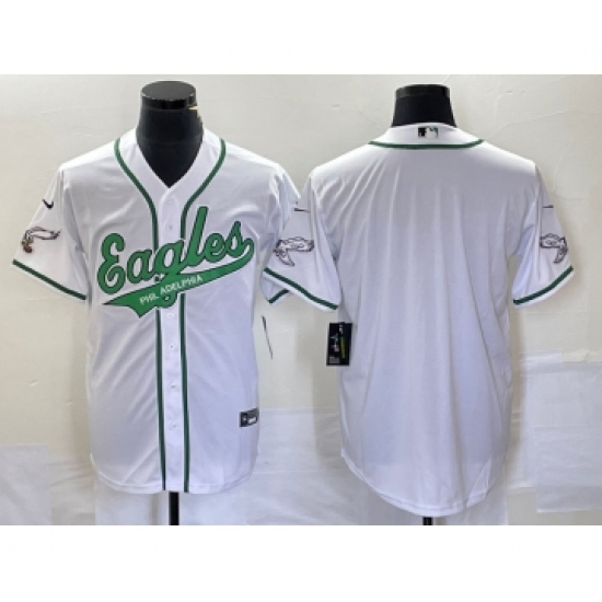 Men's Nike Philadelphia Eagles Blank White Cool Base Stitched Baseball Jersey - Ujersey