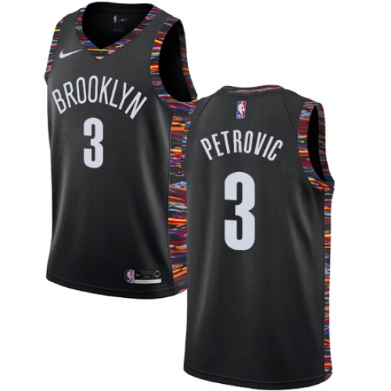Women's Nike Brooklyn Nets #3 Drazen Petrovic Swingman Black NBA Jersey - 2018 19 City Edition - Ujersey