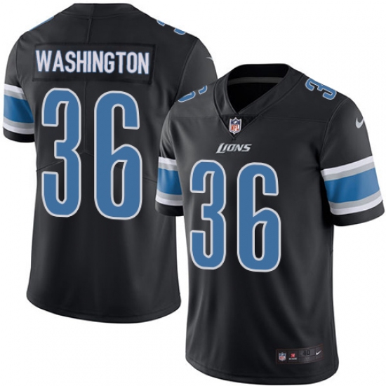 Men's Nike Detroit Lions #36 Dwayne Washington Elite Black Rush Vapor Untouchable NFL Jersey - Ujersey