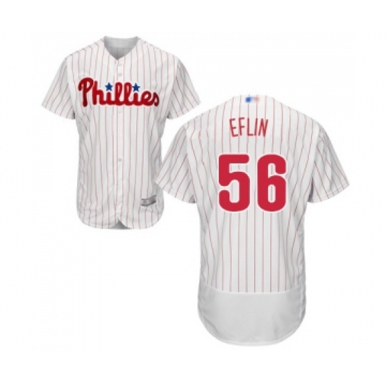 Men's Philadelphia Phillies #56 Zach Eflin White Home Flex Base Authentic Collection Baseball Jersey - Ujersey