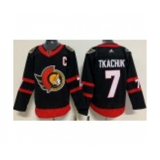 Men's Ottawa Senators #7 Brady Tkachuk Black With C Patch Authentic Jersey - Ujersey