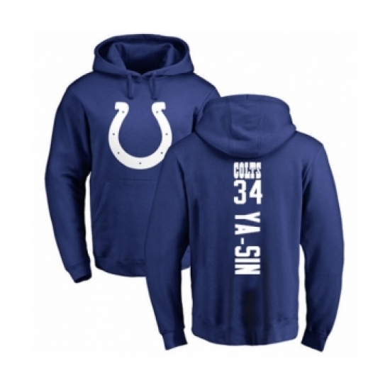 Football Indianapolis Colts #34 Rock Ya-Sin Royal Blue Backer Pullover Hoodie - Ujersey