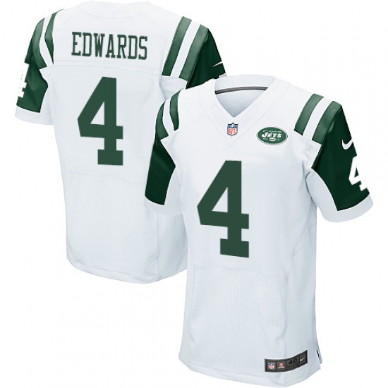 Men's Nike New York Jets #4 Lac Edwards Elite White NFL Jersey - Ujersey