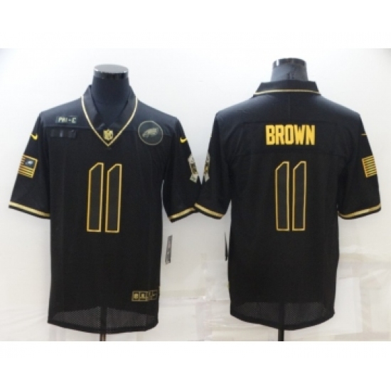 Men's Philadelphia Eagles #11 A. J. Brown 2020 Black Gold Salute To Service Limited Stitched NFL Jersey - Ujersey