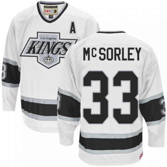 Men's CCM Los Angeles Kings #33 Marty Mcsorley Premier White Throwback NHL Jersey - Ujersey