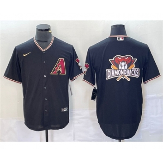 Men's Arizona Diamondbacks Black Team Big Logo Cool Base Stitched Baseball Jersey - Ujersey