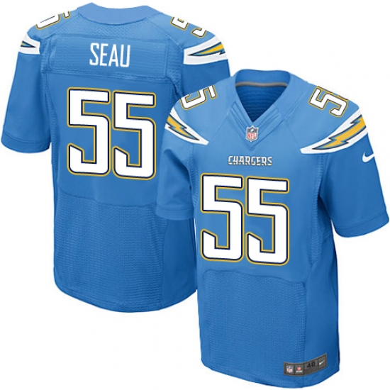 Men's Nike Los Angeles Chargers #55 Junior Seau Elite Electric Blue Alternate NFL Jersey - Ujersey