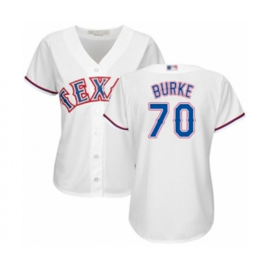 Women's Texas Rangers #70 Brock Burke Authentic White Home Cool Base Baseball Player Jersey - Ujersey