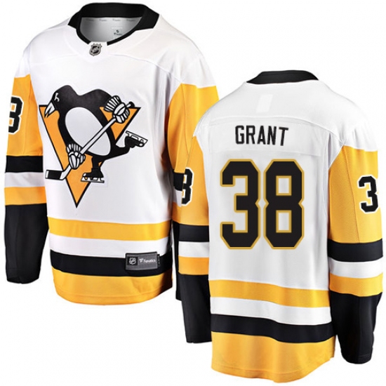 Men's Pittsburgh Penguins #38 Derek Grant Authentic White Away Fanatics Branded Breakaway NHL Jersey - Ujersey