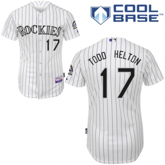 Men's Majestic Colorado Rockies #17 Todd Helton Replica White Home Cool Base MLB Jersey - Ujersey