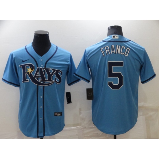 Men's Tampa Bay Rays #5 Wander Franco Blue Stitched Football Jersey - Ujersey