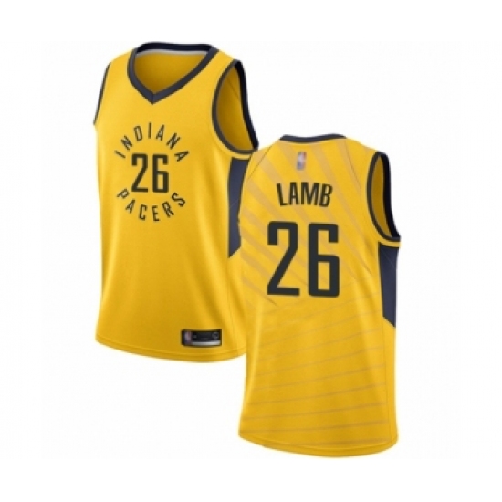 Men's Indiana Pacers #26 Jeremy Lamb Authentic Gold Basketball Jersey Statement Edition - Ujersey