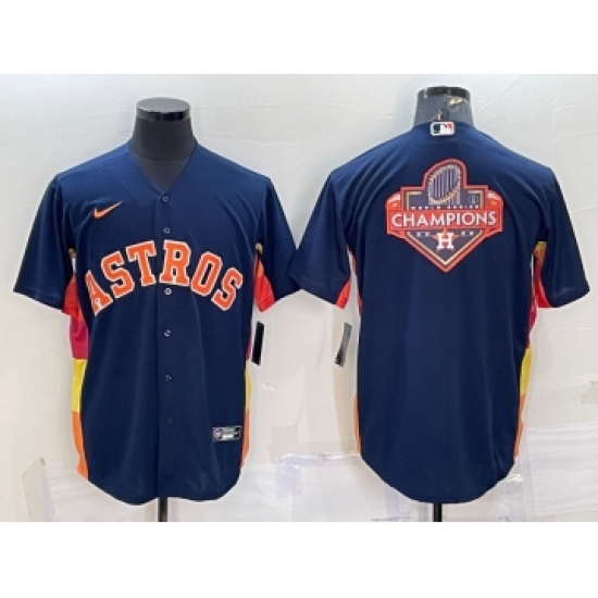 Men's Houston Astros Navy Blue Champions Big Logo Stitched MLB Cool Base Nike Jersey - Ujersey