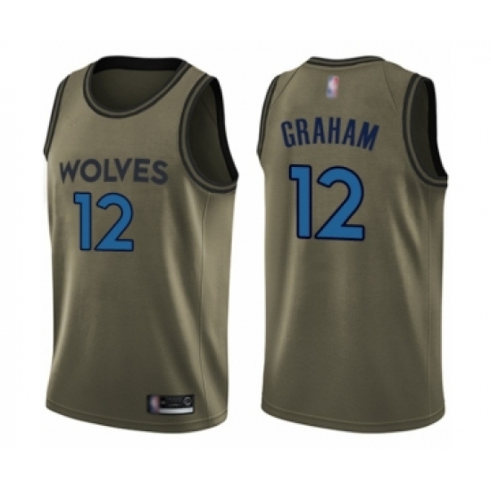 Men's Minnesota Timberwolves #12 Treveon Graham Swingman Green Salute to Service Basketball Jersey - Ujersey