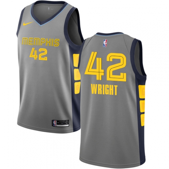 Men's Nike Memphis Grizzlies #42 Lorenzen Wright Swingman Gray NBA Jersey - City Edition - Ujersey