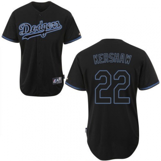 Men's Majestic Los Angeles Dodgers #22 Clayton Kershaw Replica Black Fashion MLB Jersey - Ujersey