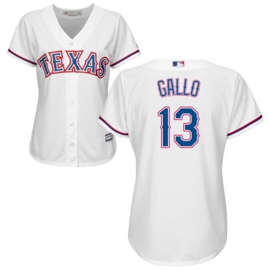 Women's Majestic Texas Rangers #13 Joey Gallo Replica White Home Cool Base MLB Jersey - Ujersey