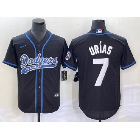 Men's Los Angeles Dodgers #7 Julio Urias Black Cool Base Stitched Baseball Jersey1 - Ujersey