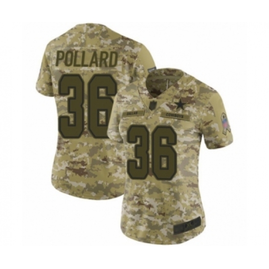 Women's Dallas Cowboys #36 Tony Pollard Limited Camo 2018 Salute to Service Football Jersey - Ujersey