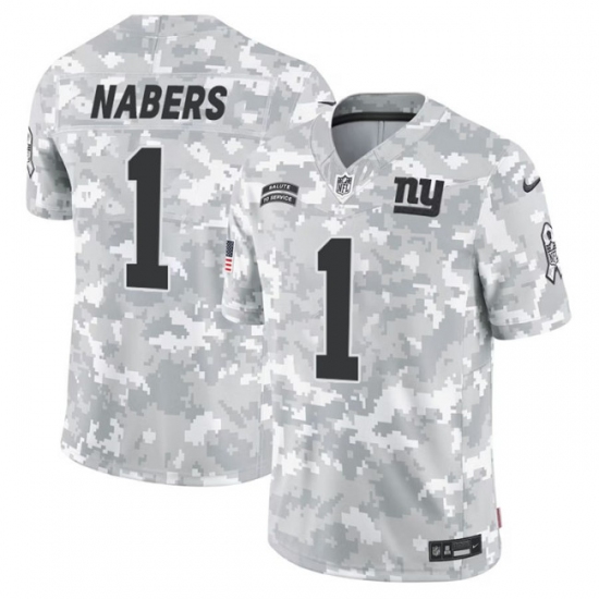 Men's New York Giants #1 Malik Nabers 2024 F.U.S.E Arctic Camo Salute To Service Limited Stitched Football Jersey - ujerseystore