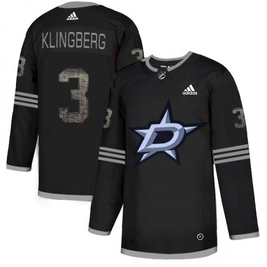 Men's Adidas Dallas Stars #3 John Klingberg Black Authentic Classic Stitched NHL Jersey - Ujersey