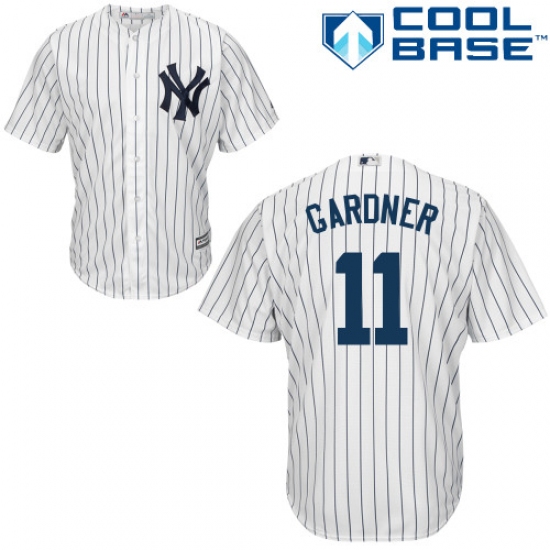 Youth Majestic New York Yankees #11 Brett Gardner Authentic White Home MLB Jersey - Ujersey