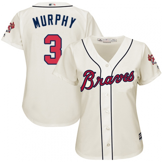 Women's Majestic Atlanta Braves #3 Dale Murphy Authentic Cream Alternate 2 Cool Base MLB Jersey - Ujersey