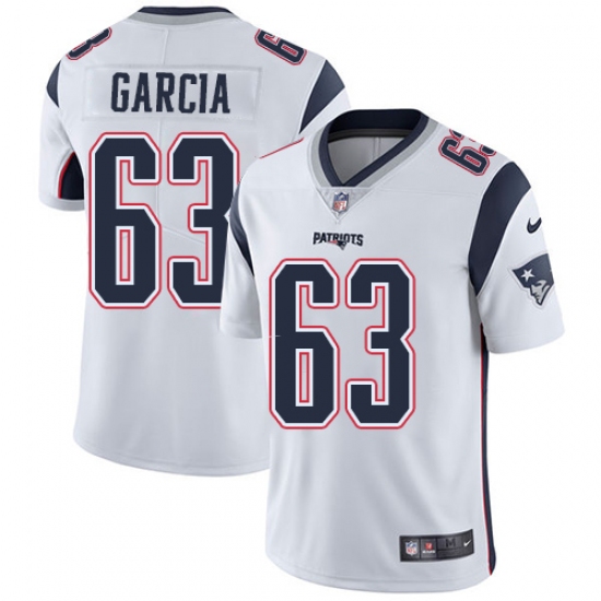 Men's Nike New England Patriots #63 Antonio Garcia White Vapor Untouchable Limited Player NFL Jersey - Ujersey