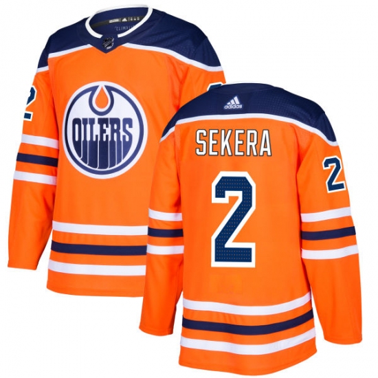 Youth Adidas Edmonton Oilers #2 Andrej Sekera Authentic Orange Home NHL Jersey - Ujersey