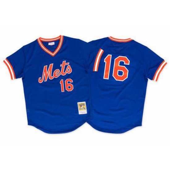 Men's Mitchell and Ness 1986 New York Mets #16 Dwight Gooden Authentic Royal Blue Throwback MLB Jersey - Ujersey