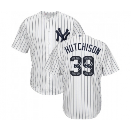 Men's New York Yankees #39 Drew Hutchison Authentic White Team Logo Fashion Baseball Jersey - Ujersey
