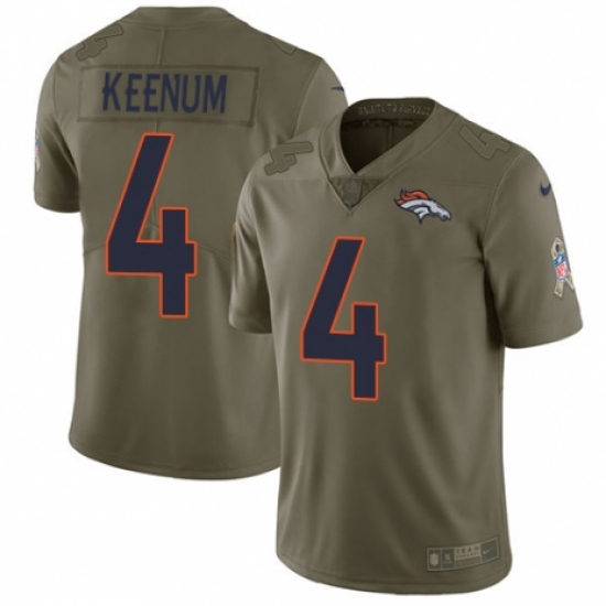 Men's Nike Denver Broncos #4 Case Keenum Limited Olive 2017 Salute to Service NFL Jersey - Ujersey
