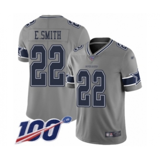 Men's Dallas Cowboys #22 Emmitt Smith Limited Gray Inverted Legend 100th Season Football Jersey - Ujersey