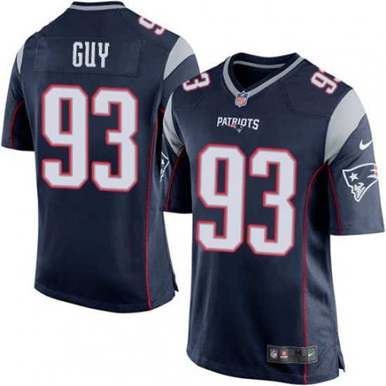 Men's Nike New England Patriots #93 Lawrence Guy Game Navy Blue Team Color NFL Jersey - Ujersey