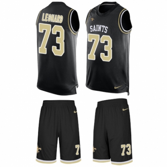 Men's Nike New Orleans Saints #73 Rick Leonard Limited Black Tank Top Suit NFL Jersey - Ujersey