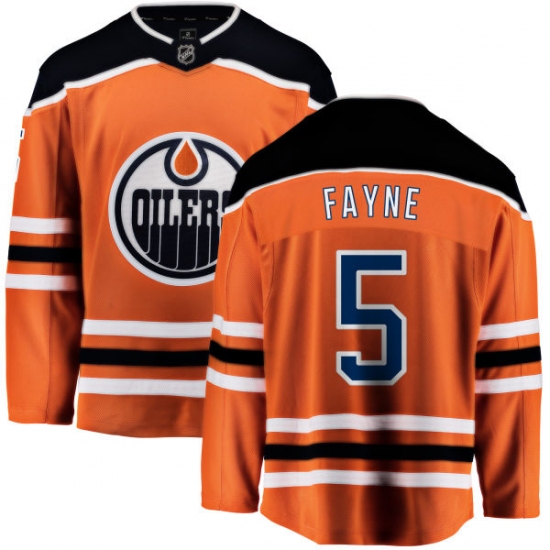 Men's Edmonton Oilers #5 Mark Fayne Fanatics Branded Orange Home Breakaway NHL Jersey - Ujersey