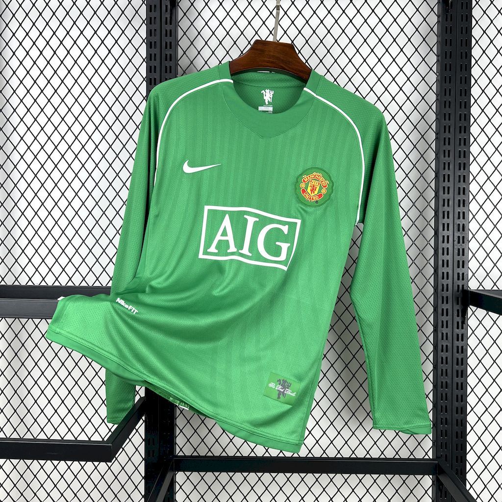 Manchester United Retro Green Goalkeeper Long Sleeve Football Jersey Shirt 2007/08 - U-jersey