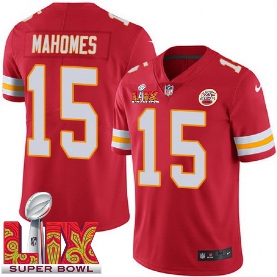 Youth Kansas City Chiefs Patrick Mahomes #15 Red 2024 2025 Super Bowl LIX F U S E Stitched Jersey - Ujersey