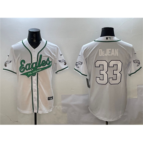 Men's Philadelphia Eagles #33 Cooper DeJean White Cool Base Stitched Baseball Jersey - Ujersey