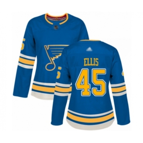 Women's St. Louis Blues #45 Colten Ellis Authentic Navy Blue Alternate Hockey Jersey - Ujersey