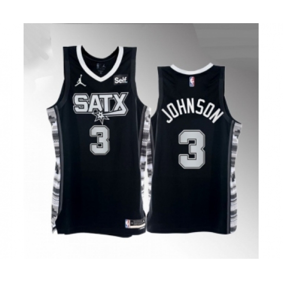 Men' San Antonio Spurs #3 Keldon Johnson 2022-23 Black Stitched Jersey - Ujersey