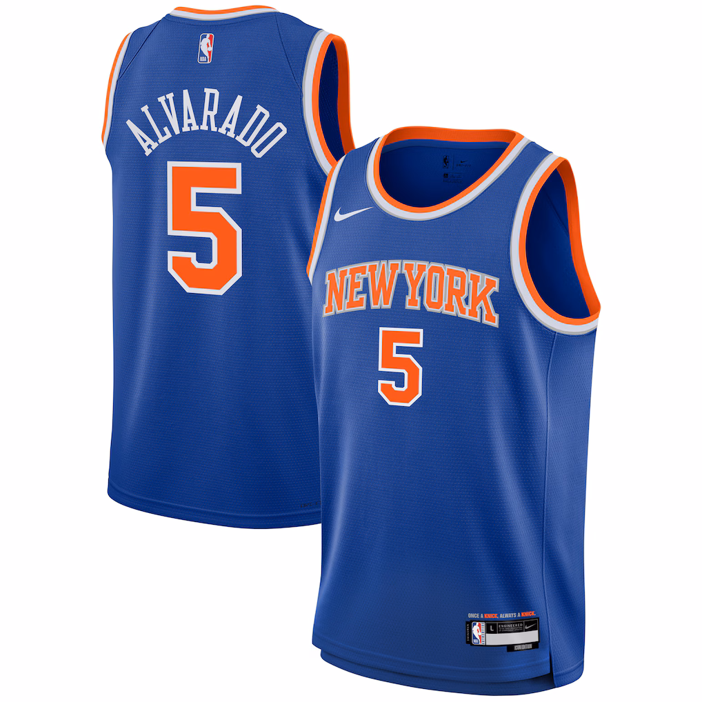 Youth New York Knicks Jose Alvarado Nike Blue Swingman Jersey - Icon Edition - Ujersey Shop