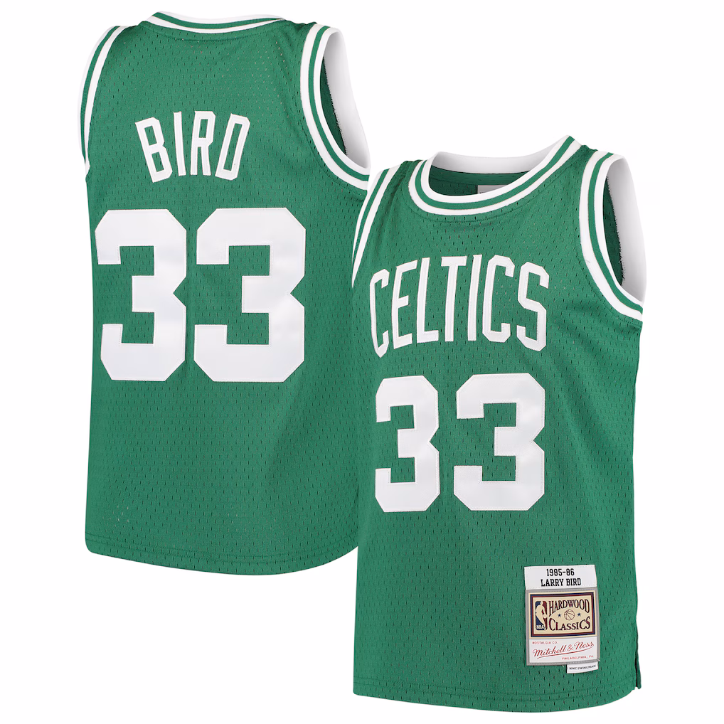 Youth Boston Celtics Larry Bird Mitchell & Ness Kelly Green Hardwood Classics Swingman Throwback Jersey - U-jersey