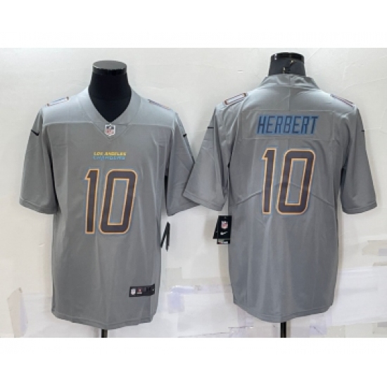 Men's Los Angeles Chargers #10 Justin Herbert Grey Atmosphere Fashion 2022 Vapor Untouchable Stitched Nike Limited Jersey - Ujersey