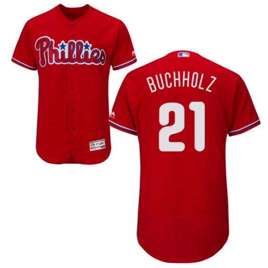 Men's Majestic Philadelphia Phillies #21 Clay Buchholz Red Flexbase Authentic Collection MLB Jersey - Ujersey