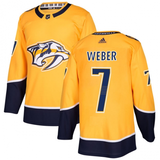 Men's Adidas Nashville Predators #7 Yannick Weber Premier Gold Home NHL Jersey - Ujersey