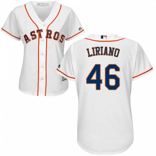Women's Majestic Houston Astros #46 Francisco Liriano Authentic White Home Cool Base MLB Jersey