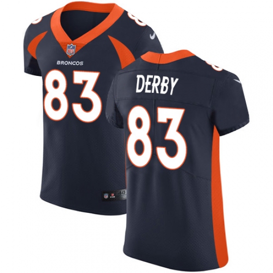 Men's Nike Denver Broncos #83 A.J. Derby Navy Blue Alternate Vapor Untouchable Elite Player NFL Jersey - Ujersey
