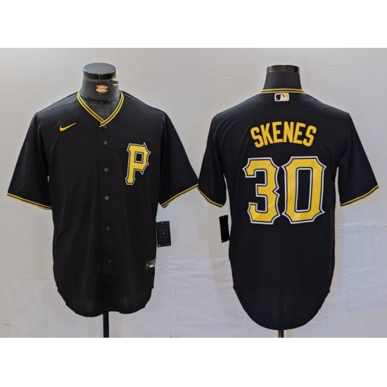 Men's Pittsburgh Pirates #30 Paul Skenes Black Stitched MLB Cool Base Nike Jersey - Ujersey
