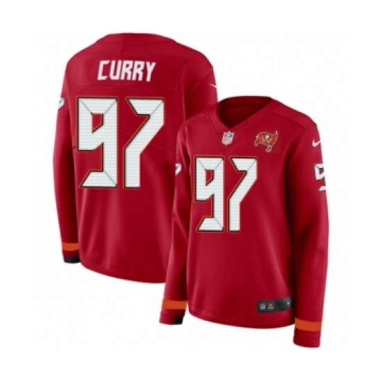 Women's Nike Tampa Bay Buccaneers #97 Vinny Curry Limited Red Therma Long Sleeve NFL Jersey - Ujersey